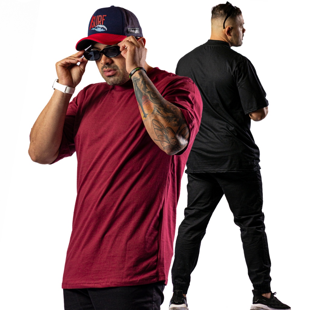 Kit 2 Camiseta Oversized Streetwear Masculina 100% Algodão Padrão Americano RM