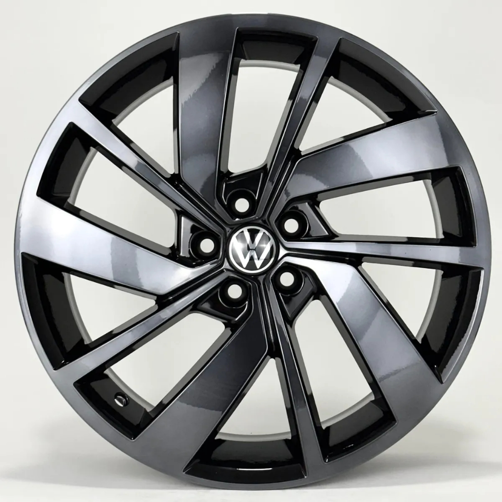 Kit 4 Rodas Aro 15 5x100 Vw Jetta GLI  Polo Bora Fox Golf Preta Diamantada Fumê Krmai S19