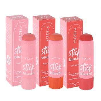 Vizzela Blush Stick Cremoso Longa Duração Fácil de Aplicar e Esfumar em Oferta na Shopee