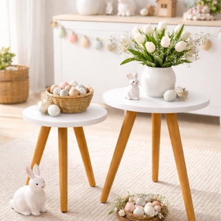 Conjunto de Mesinhas Canto E Apoio Pe Palito Madeira Tripe Porta Quadros E Objetos MDF Branco em Oferta na Shopee