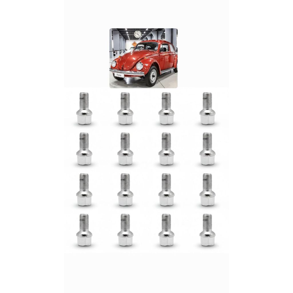 Parafuso 14 X 1,5 19mm Roda Brasilia Fusca Kombi 16 Un Prateado