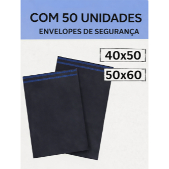 50 unidades/ Kit Envelope de Segurança saco plástico embalagem cinza auto colante, Lacre Inviolável - Varias medidas