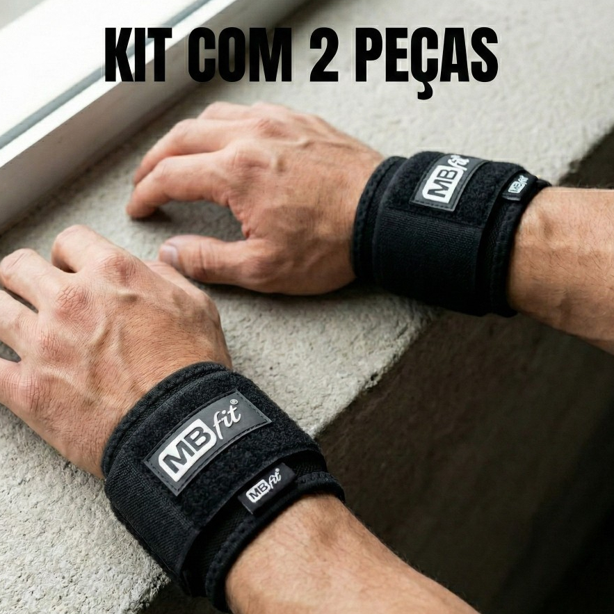 Kit 2 Munhequeiras Ajustáveis –  Alta Compressão e Suporte para Treinos Intensos