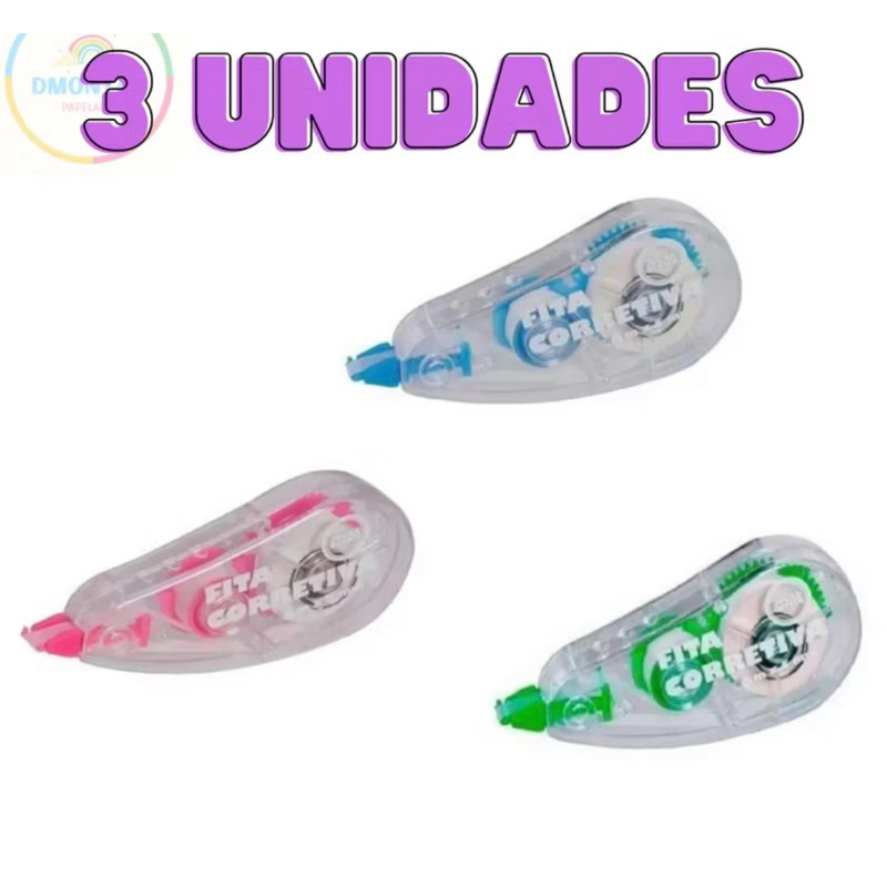 ✨ Kit com 3 Unidades de Fita Corretiva Leo & Leo ✨