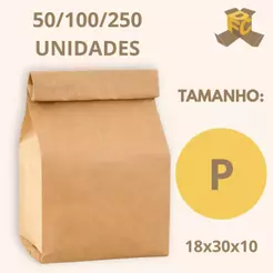 Sacos Kraft P de 5kg Para Delivery | Embalagem Lisa (18x30x10)