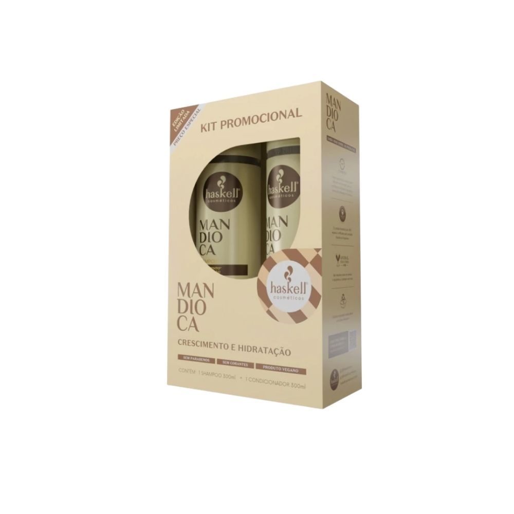 Kit Haskell Mandioca | Shampoo + Condicionador | Força e Crescimento Saudável Para os cabelos