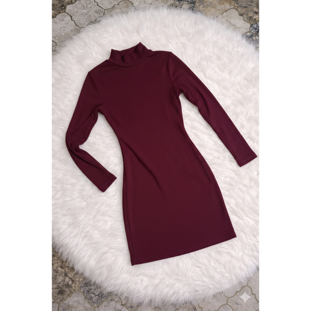 Vestido Feminino Gola Alta Tubinho Manga Longa Preto Lizzie festa balada casual moda outono inverno