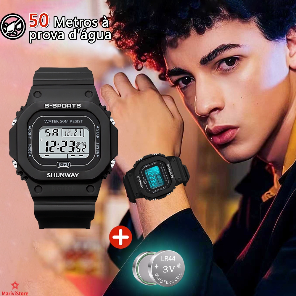 Relógio Digital LED De Silicone À Prova Dágua Cronômetro De Pulso De Borracha Esportiva em Oferta na Shopee