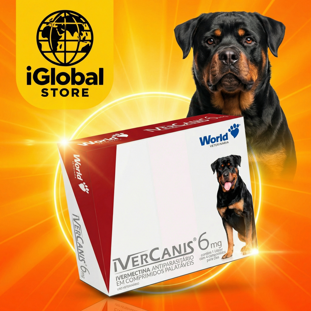 Remedio Ivercanis Antiparasitário Cães Todos tamanhos até 60kg Elimina Pulgas Carrapatos Vermes 4 Cp