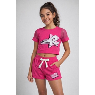 Conjunto Shorts Juvenil Fashion em Visco Lycra | Cropped Feminino Moda 2026 | Grupo dos Rosas | Sucesso de Vendas em Oferta na Shopee