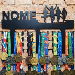 Porta Medalhas Corrida MDF Decoração de Parede Personalização do Nome- Suporte Medalhas