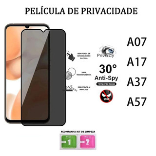 Película de vidro temperado privacidade para Samsung A07, A17, A37 e A57