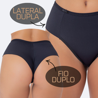 Calcinha Fio Duplo Poliamida Fio Duplo Empina Bumbum Lingerie Conforto Cintura Cós Médio Pala Larga Dupla em Oferta na Shopee