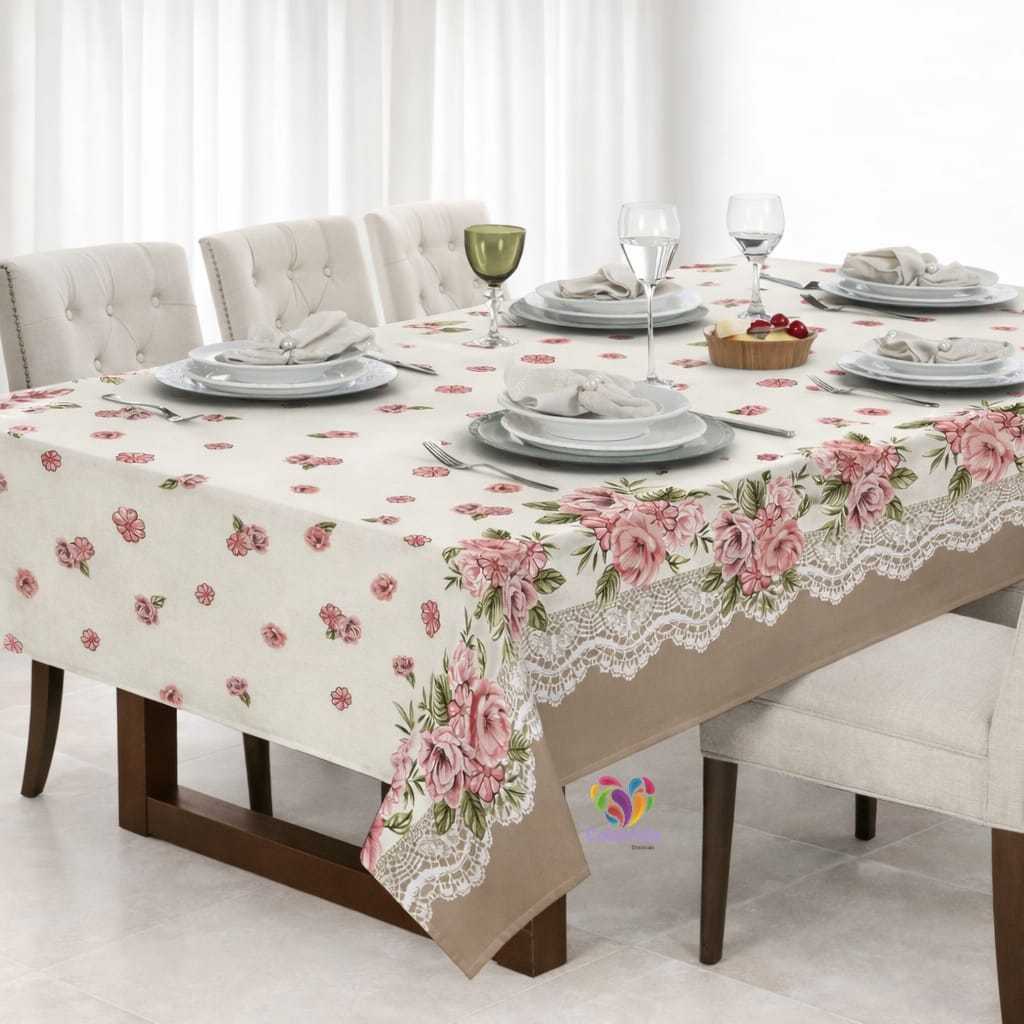 Toalha De Mesa Oxford 6 Lugares Rústica Luxo