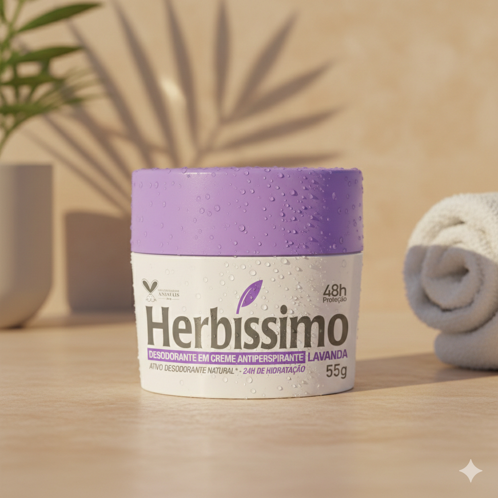 Desodorante Creme Antitranspirante Herbíssimo Lavanda 55G em Oferta na Shopee