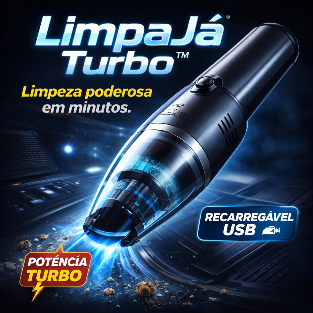 Aspirador Portátil Recarregável USB para Carro Teclado Sofá com Bicos