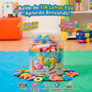 Balde 114pçs Baldinho Pote de Letras Letrinhas Alfabeto EVA em Oferta na Shopee