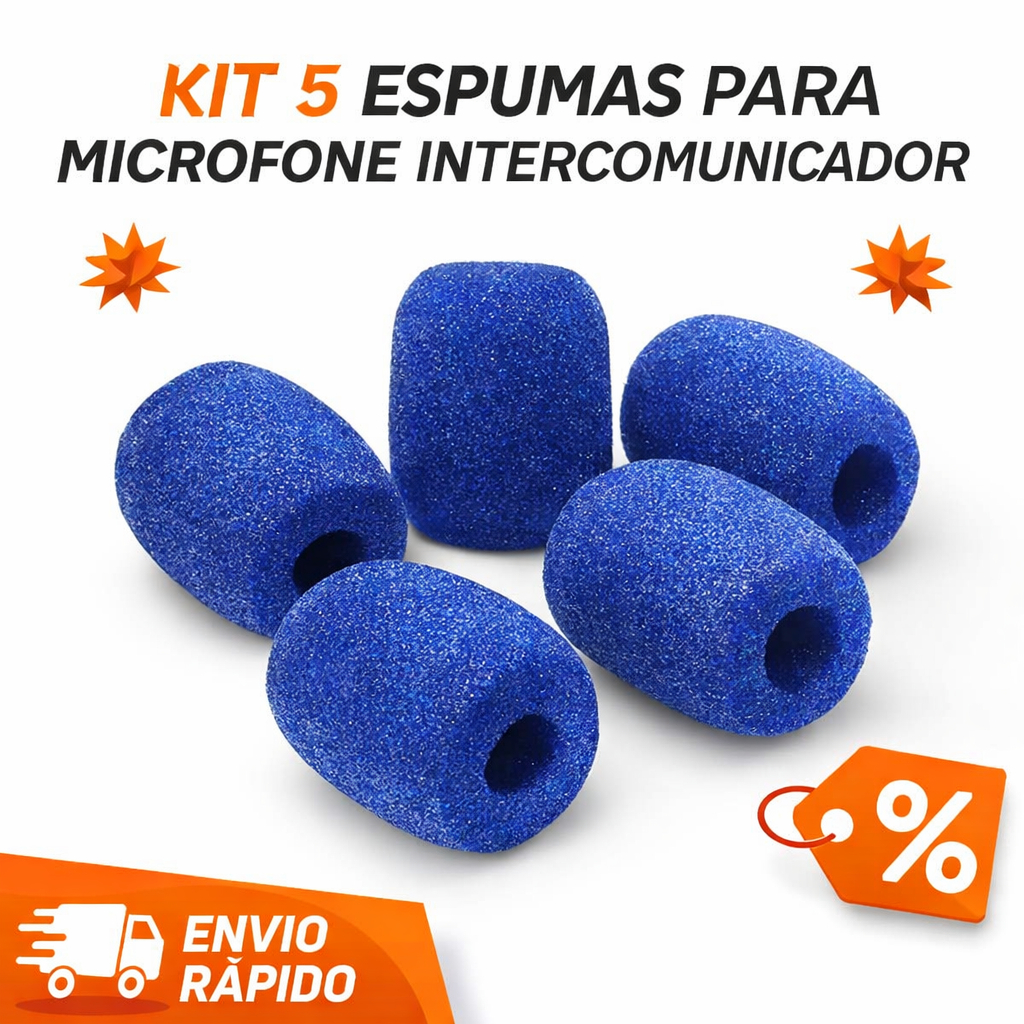 Kit 5 Espuma Para Microfone Headset Gamer Intercomunicador Anti Puff Redução De Ruído Universal