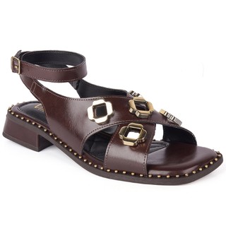 Sandália de Salto Baixo com Apliques dourados Casual Vitrine shoes boho chic