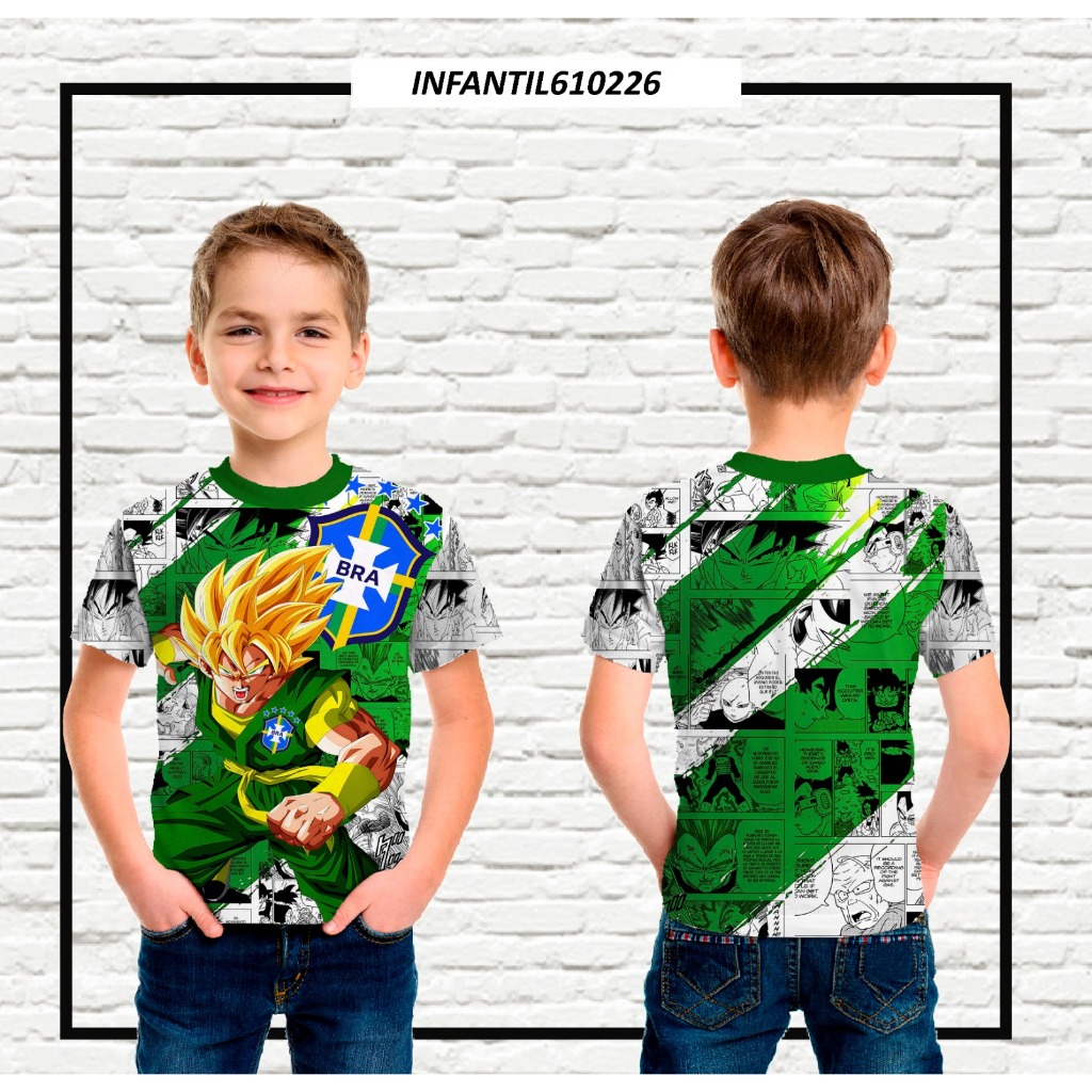 Camiseta Infantil de Dragon Ball em tecido Dryfit