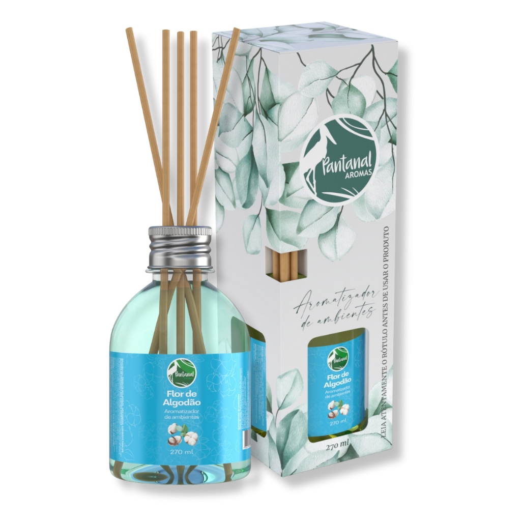 Aromatizador Ambiente Flor de Algodão 270ml Pantanal Aromas Difusor Fragrância Perfume Casa Home
