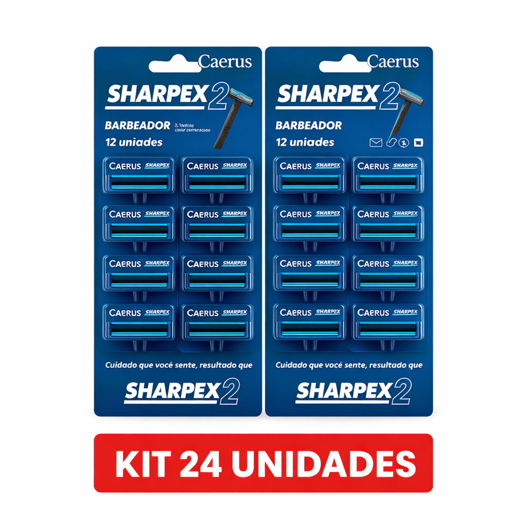 Kit 12 E 24  Unidades Barbeador Sharpex 2 Lâminas – Descartável Masculino e Feminino