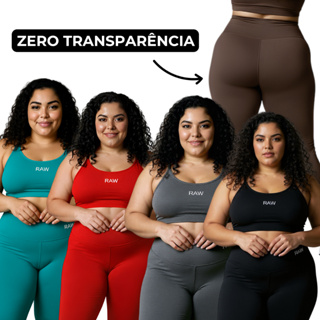 Conjunto Academia Plus Size Top e Calça Legging Fitness Zero Transparência em Oferta na Shopee