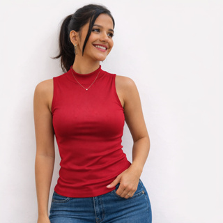 Blusa Feminina Básica Canelada Gola Alta Ajustada Confortável Dia a Dia em Oferta na Shopee