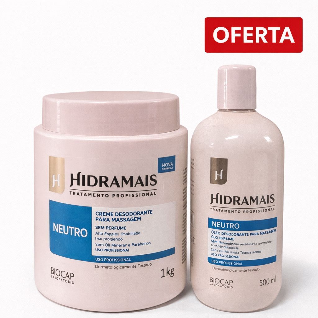 Creme e Óleo de Massagem Neutro Hidramais - Ultra Deslizante, Hidratante e Sem Fragrância