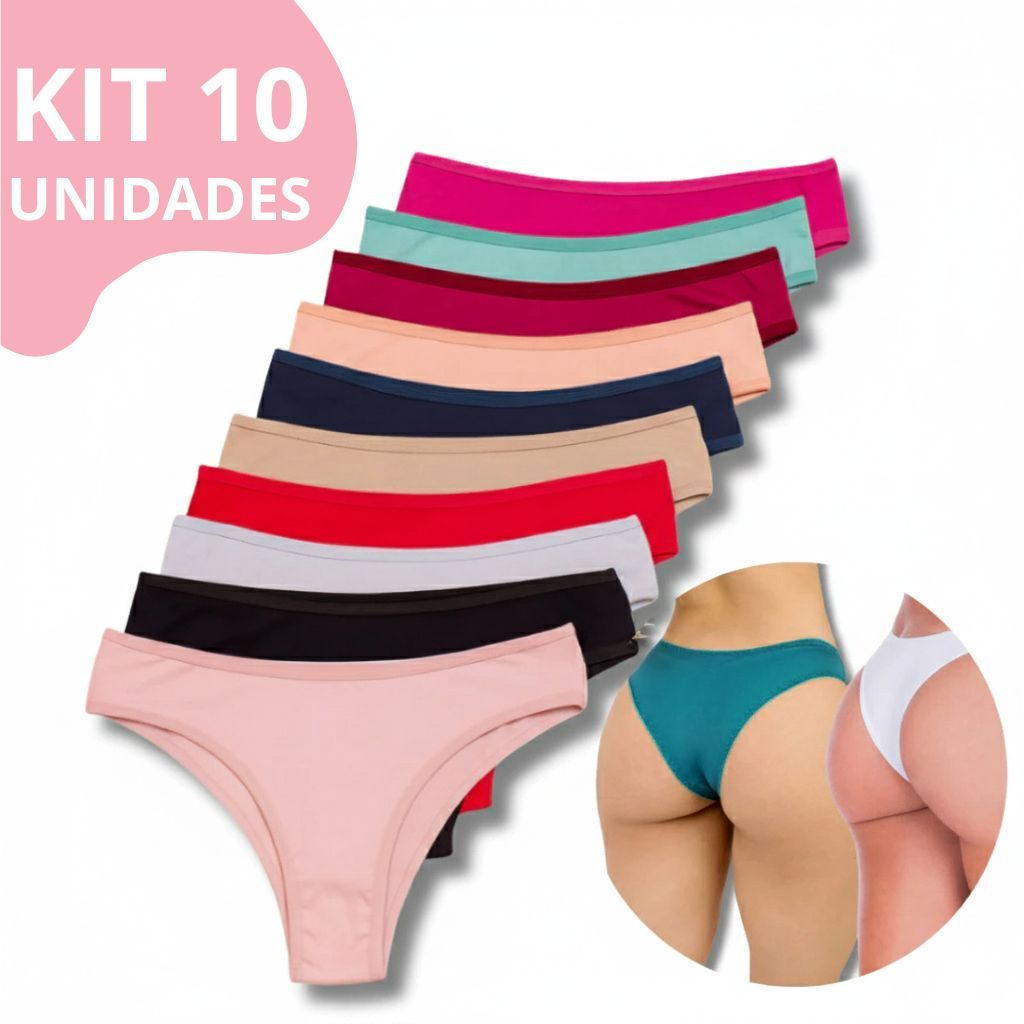 Kit 10 / 5 Calcinha Feminina Calsinha Tanga Adulto Suplex Microfibra Tam. P M G em Oferta na Shopee