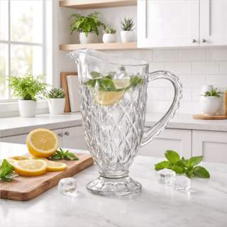 Jarra De Vidro Diamond 1,2L Para Água Suco Drinks Bico Jaca Diamante Abacaxi Transparente em Oferta na Shopee