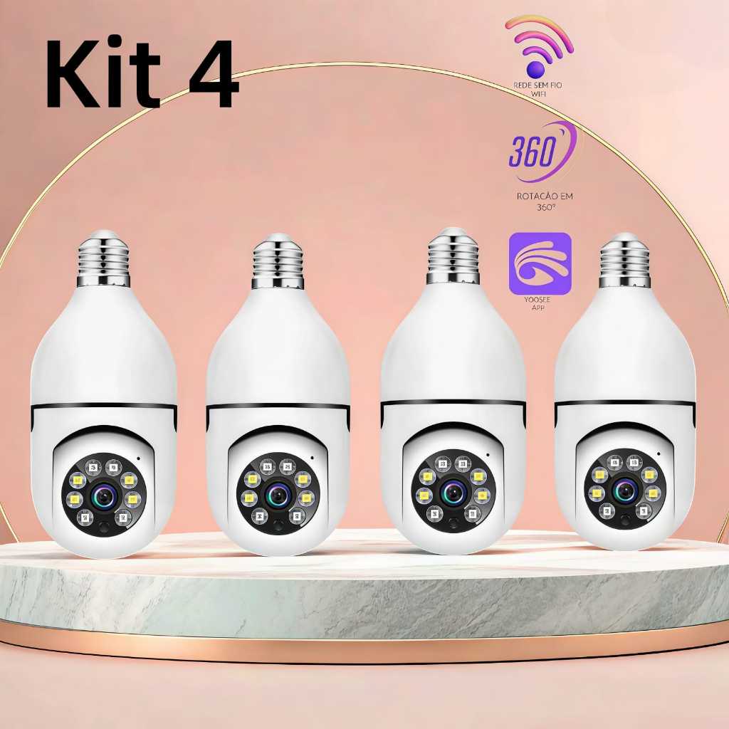 Câmera de segurança a Prova D'água sem fio gira 360 com app Yousee full HD visão notturna em Oferta na Shopee