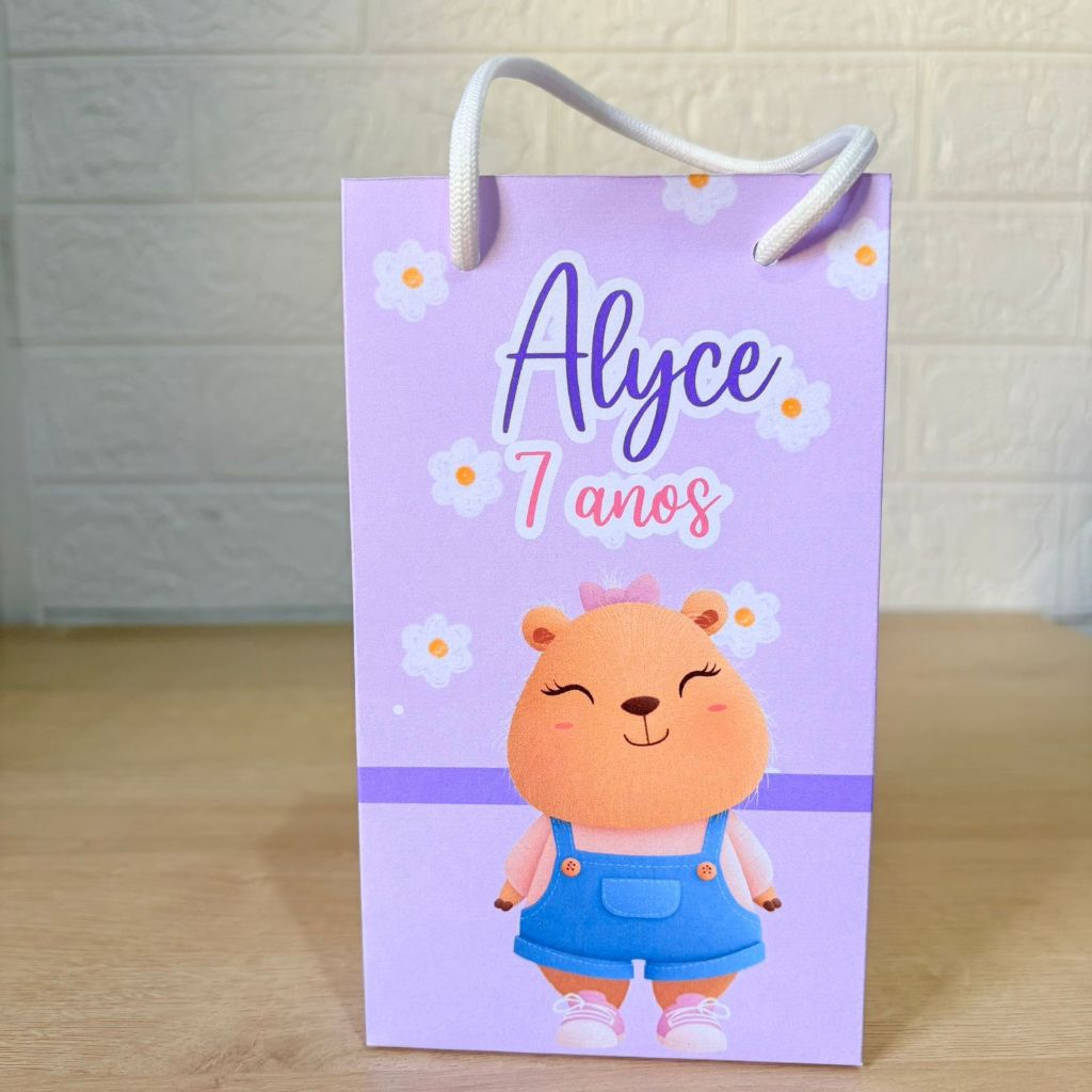Sacolinha Personalizada  Capivara Cute  PEGUE E MONTE - Sacola Personalizada Suspresa - Lembrancinhas