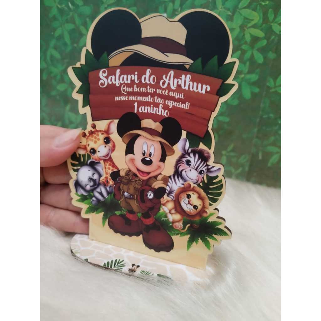 Centro de Mesa Personalizado em MDF SAFARI DO MICKEY – Lembrancinha Decoração para Festas Aniversario