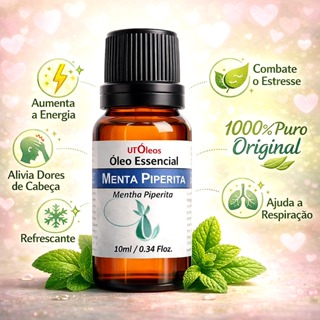Óleo Essencial de Menta Piperita 10ml Puro Energia em Oferta na Shopee
