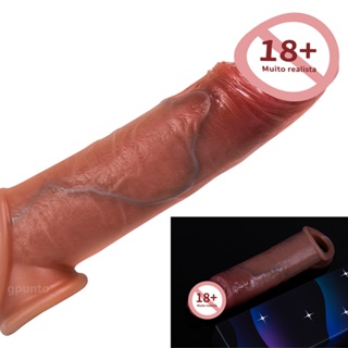 Capa Peniana Extensora Realista 16X4cm Aumenta e Engrossa Pênis Com Glande, Veias e Abertura para os Testículos em Oferta na Shopee