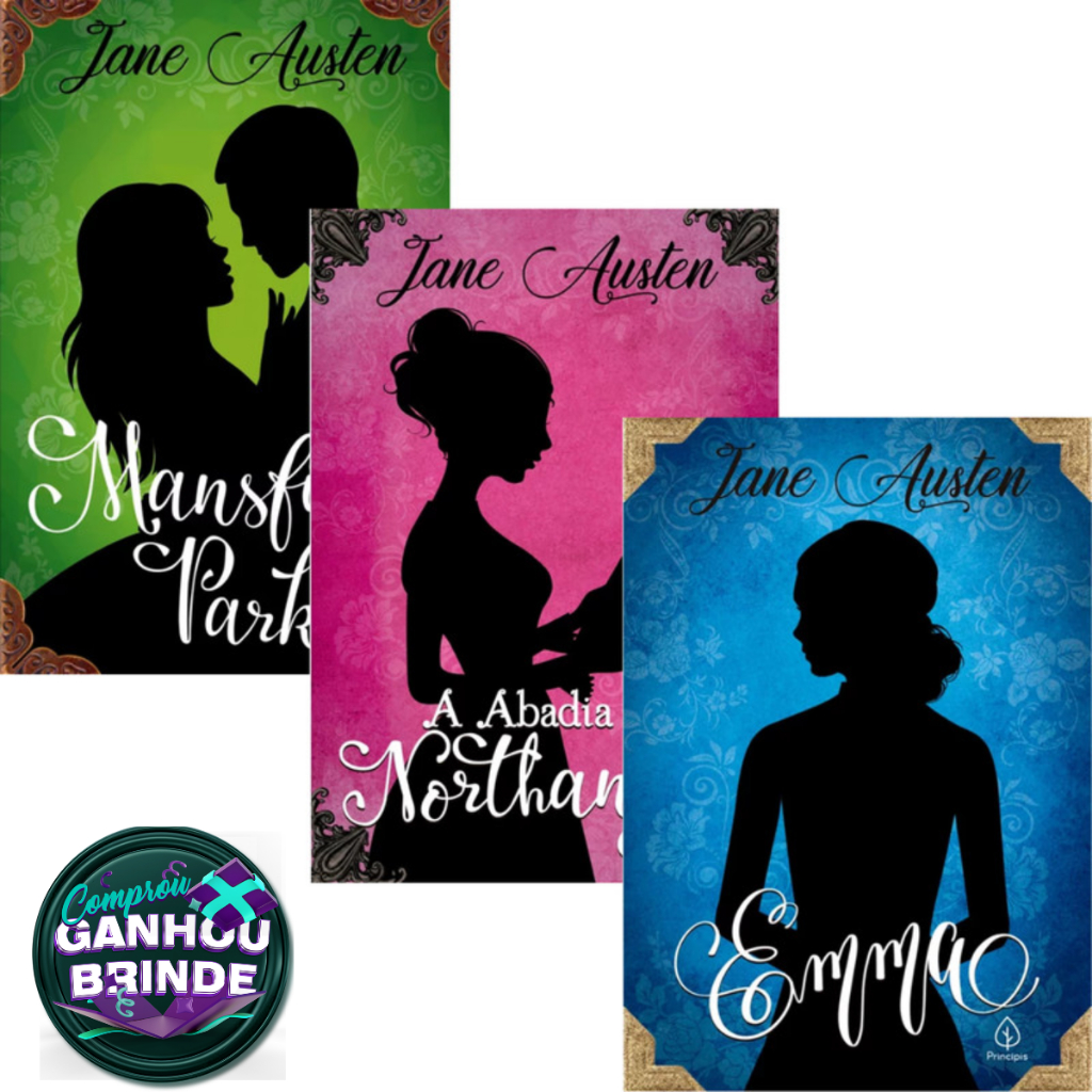 Livros Jane Austen Mansfield Park + A Abadia de Northanger + Emma Principis Literatura