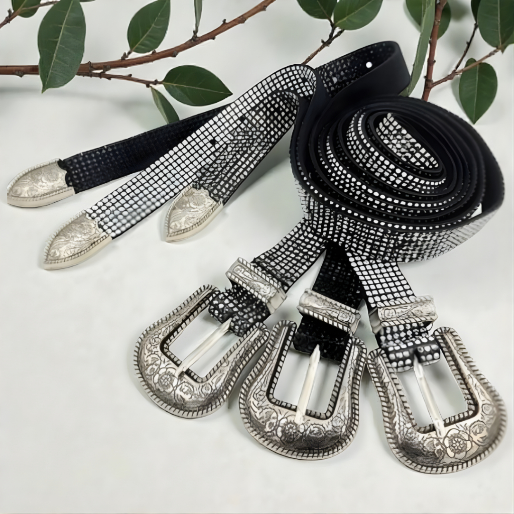 KIT 2UN Cinto Com Strass Country Feminino Brilhante Fivela Metal HL-44