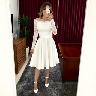 Vestido Branco Para Noiva Casamento No Civil Com Envio Imediato em Oferta na Shopee