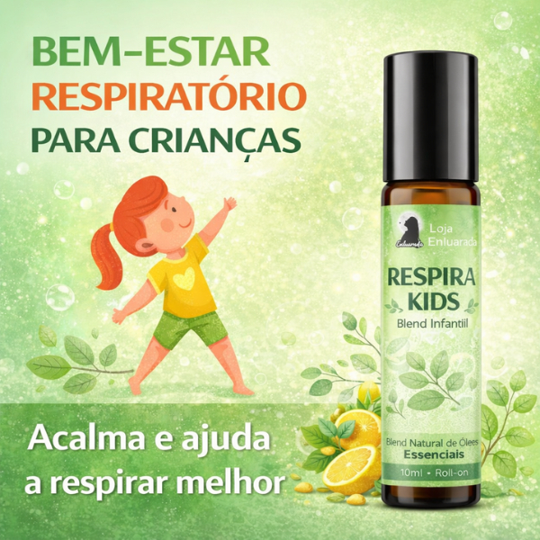 Respira Fácil Kids Roll-on Infantil Nariz Entupido | Resfriado e Imunidade | Blend com Copaíba, Orégano e Limão 10ml