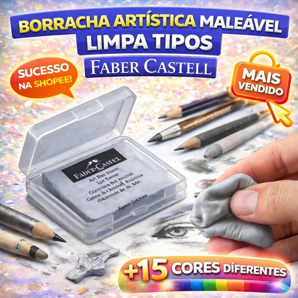 Borracha Artística Maleável Faber Castell Limpa Tipos Para Desenho Carvão Grafite