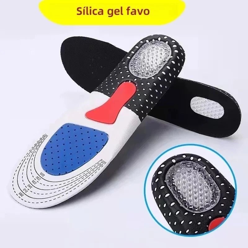 Palmilha inteira ortopédica gel esporão ventilação absorvedora de impacto gel para caminhada