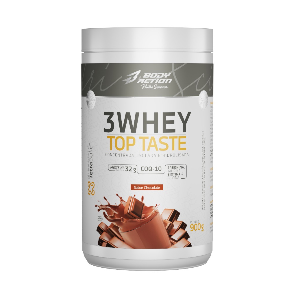 Whey 3w Top Taste 900g Isolado Concentrado e Hidrolisado - Bodyaction em Oferta na Shopee