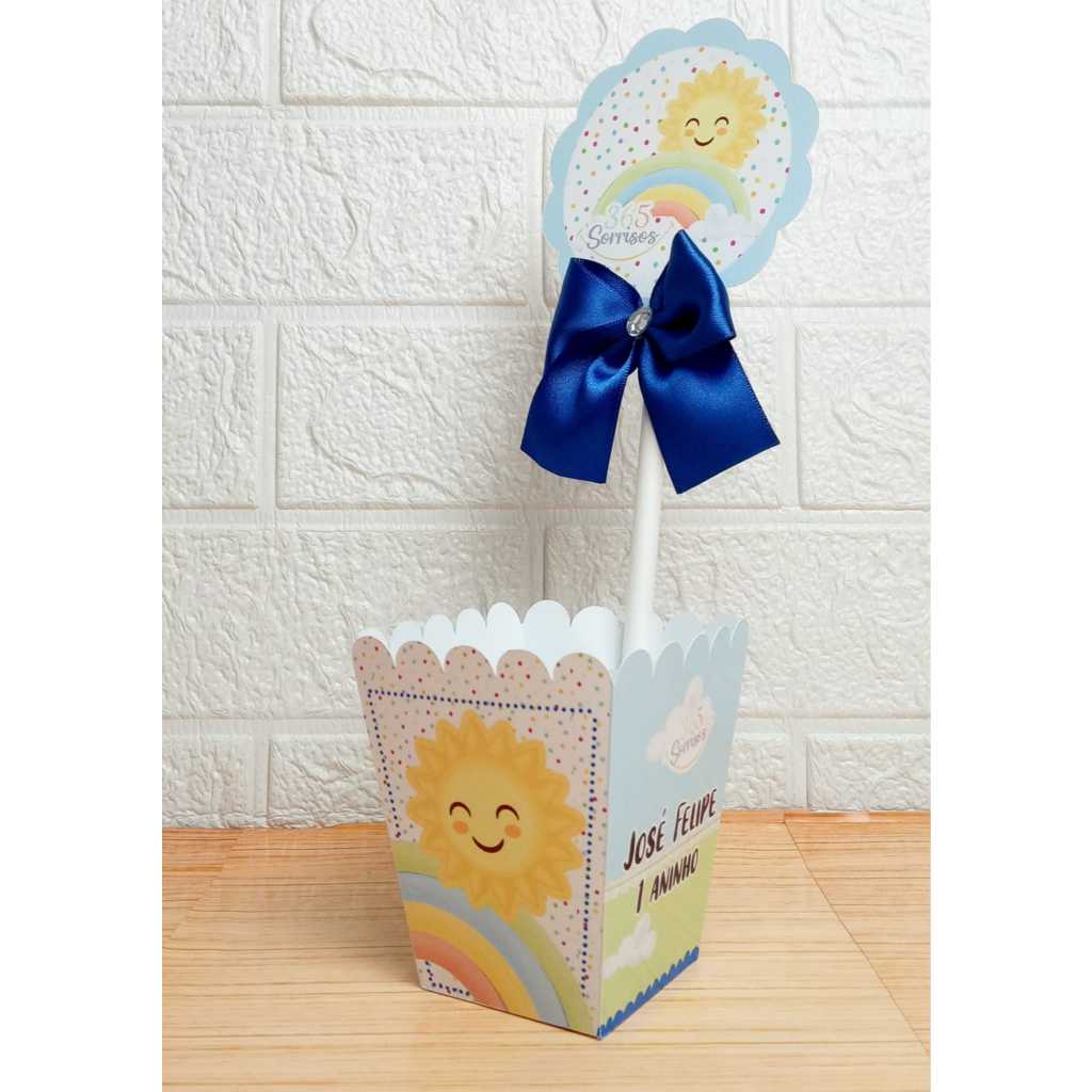 Centro de Mesa Personalizada - Cachepô - Semi-Montadas - Lembrancinha para Festas - 365 Sorrisos Menino