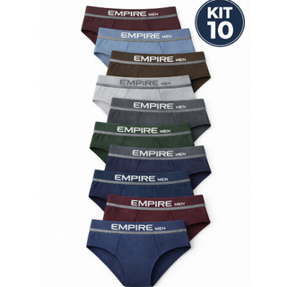 Kit 10 Cuecas Slip Algodão Forro de Algodão Adulto