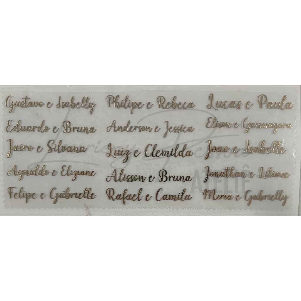 Adesivo termocolante -  Nome de casal 8 cm de comprimento - 10/15/16/17/20/27/42 UNDS - Filme de recorte em Oferta na Shopee