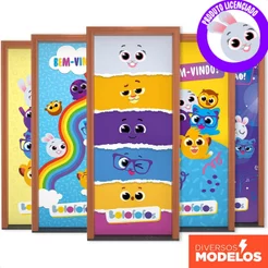 Capa de Porta Decorativa Infantil Bolofofos 0,80x2,10m Em Tecido Sublimado Veste Fácil - Licenciado