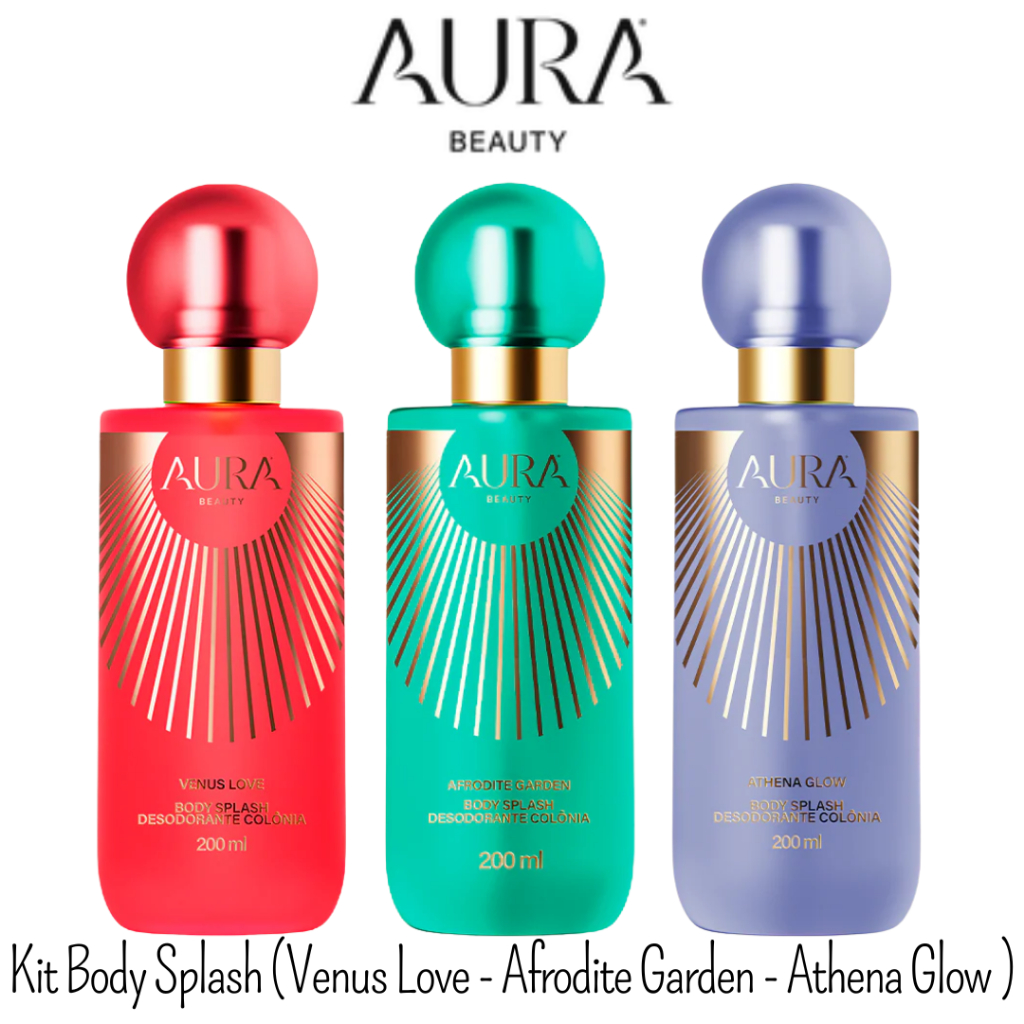 Kit Trio Body Splash Aura Beauty (Venus Love - Afrodite Garden - Athena Glow) - 200ml cada