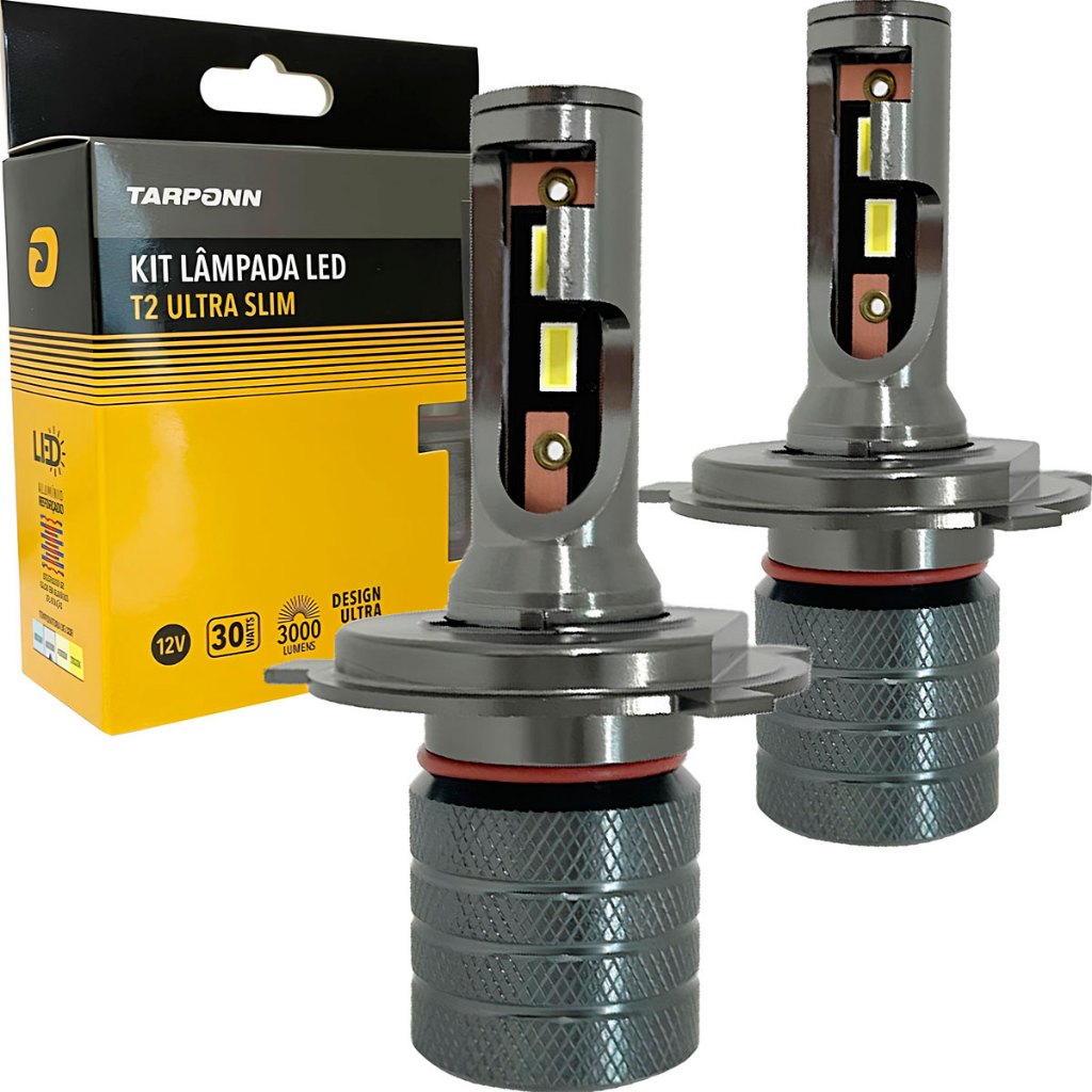 Ultra Led Mini T2 Slim 6000K 6000 Lumens 60W H4 Tarponn 12V em Oferta na Shopee