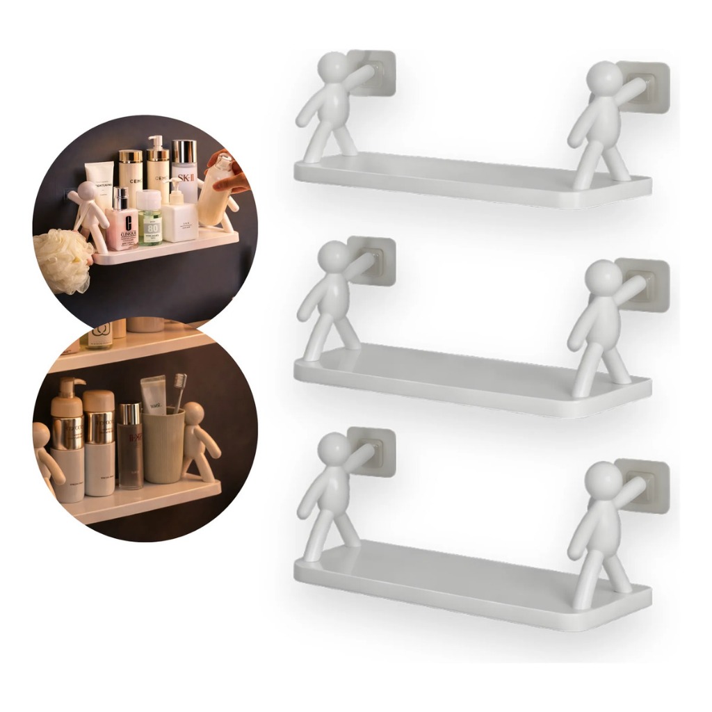 Kit 3 Suportes Prateleiras Multifuncional Boneco Casa Banheiros Organizador Casa Banheiro Resistente em Oferta na Shopee